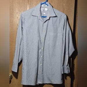 Etienne Aigner light blue pinpoint Oxford cotton/polyester dress shirt 16 32/33